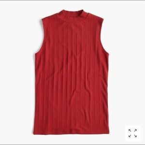 J Crew Brick Red Ribbed Mockneck Tank Top